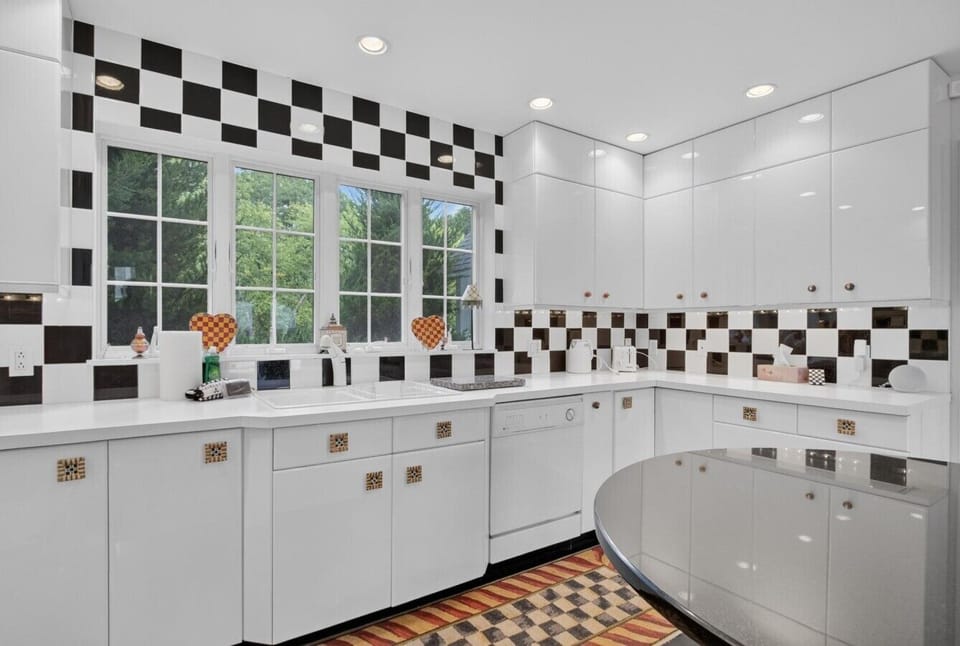 The spacious kitchen has basic amenities for guest use