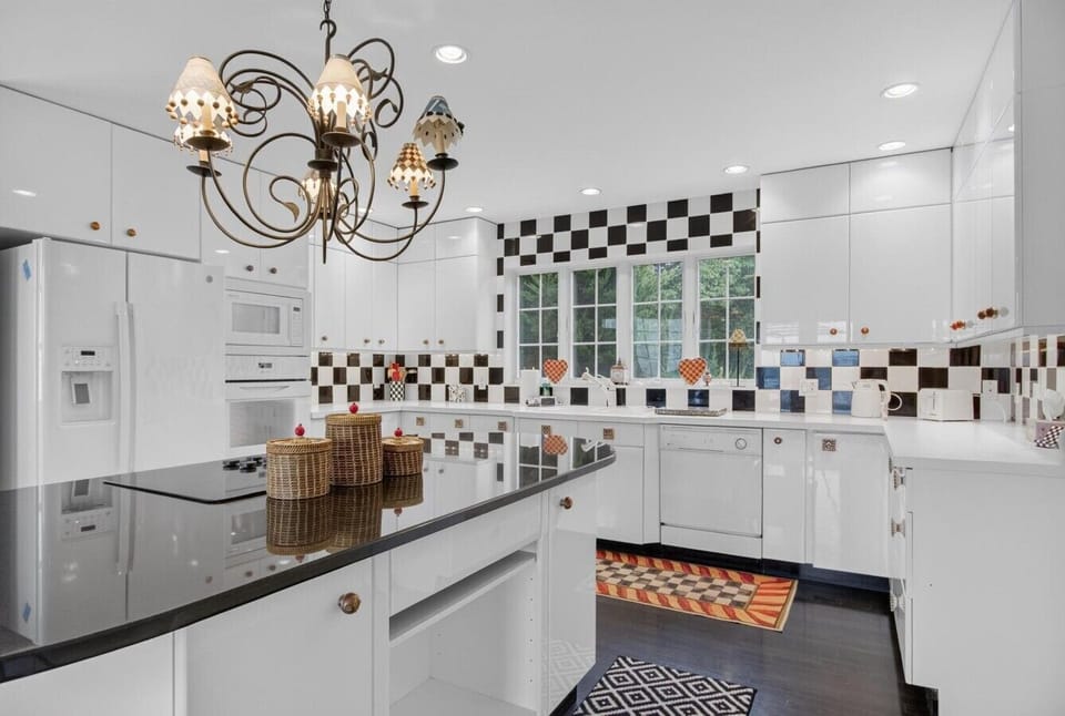 The spacious kitchen has basic amenities for guest use