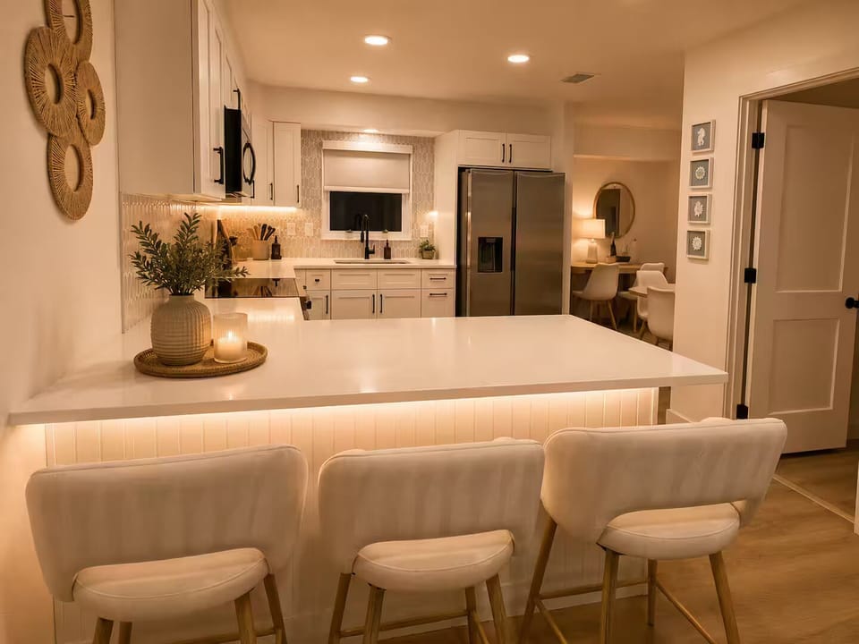 Gather around the spacious kitchen island.