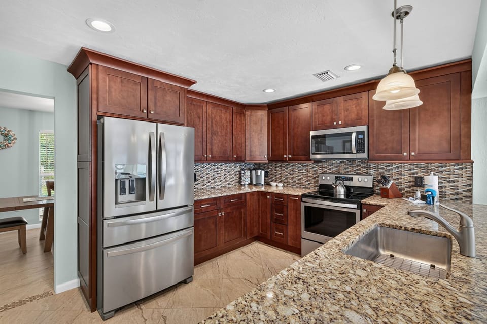 Kitchen with stainless steel appliances
