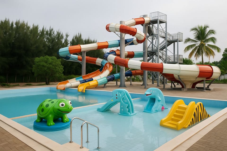 Splash and play in the colorful kids’ pool paradise.