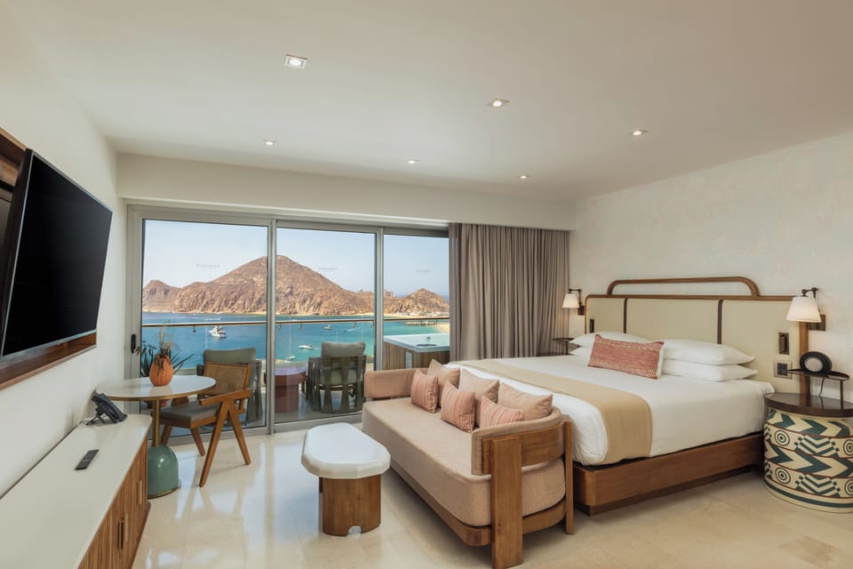 Stretch out in a bright suite with balcony seating.