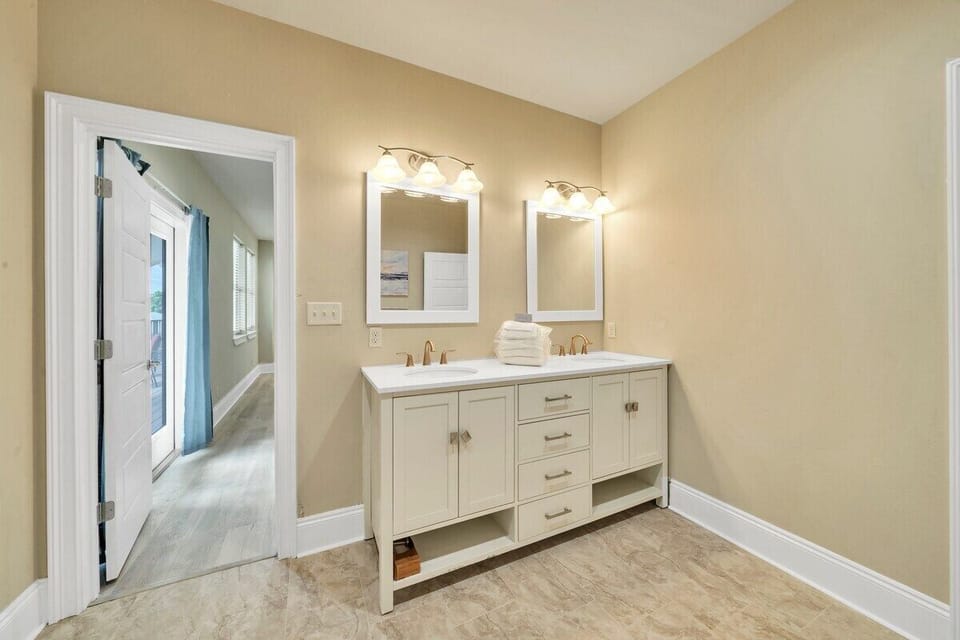2nd Floor Grand Master King Suite Private Bathroom With Dual Vanities and Subversive Walk in Shower