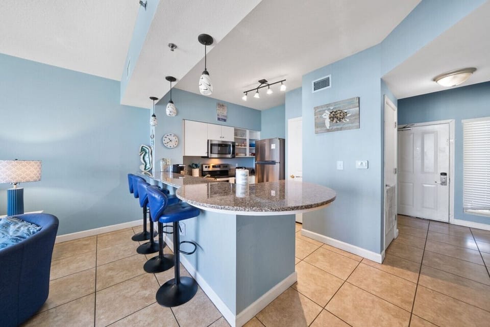 Fully Stocked Kitchen with Drip Coffee Maker, Keurig, Breakfast Bar Seating and Stainless Steel Appliances