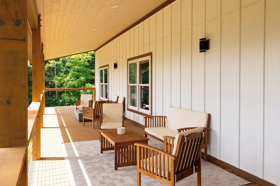 2nd floor balcony- plenty of seating as well as gas fire pit for cooler nights