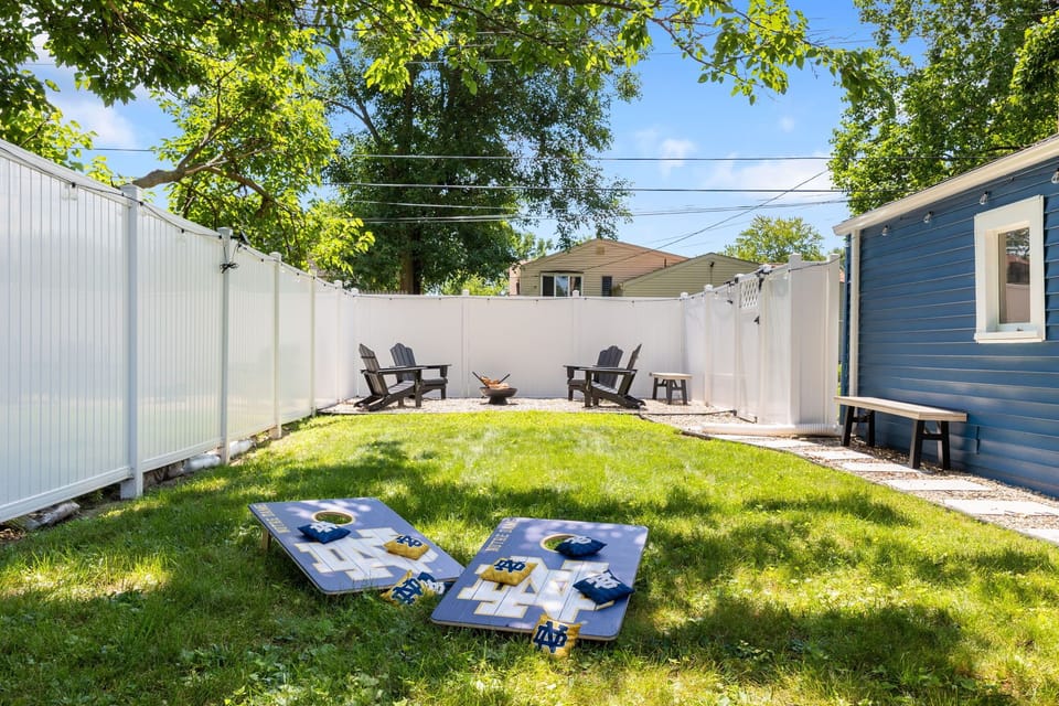 Play a competitive game of cornhole while your friends sit around the fire pit.