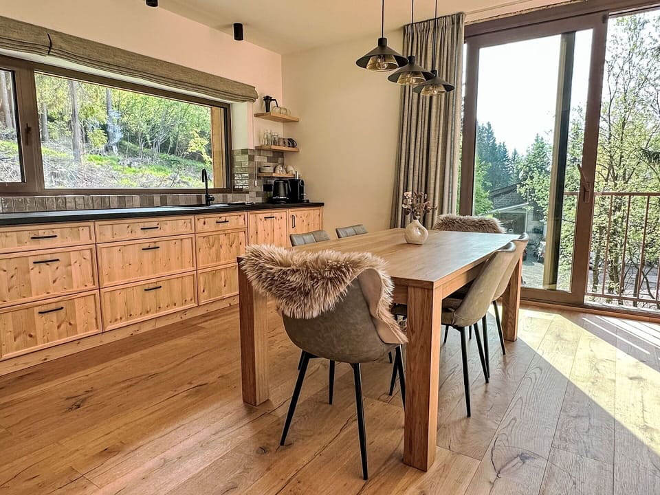Furniture, Interior Design, Flooring, Wood, Kitchen, Kitchen & Dining Room Table, Floor, Table, Countertop, Chair