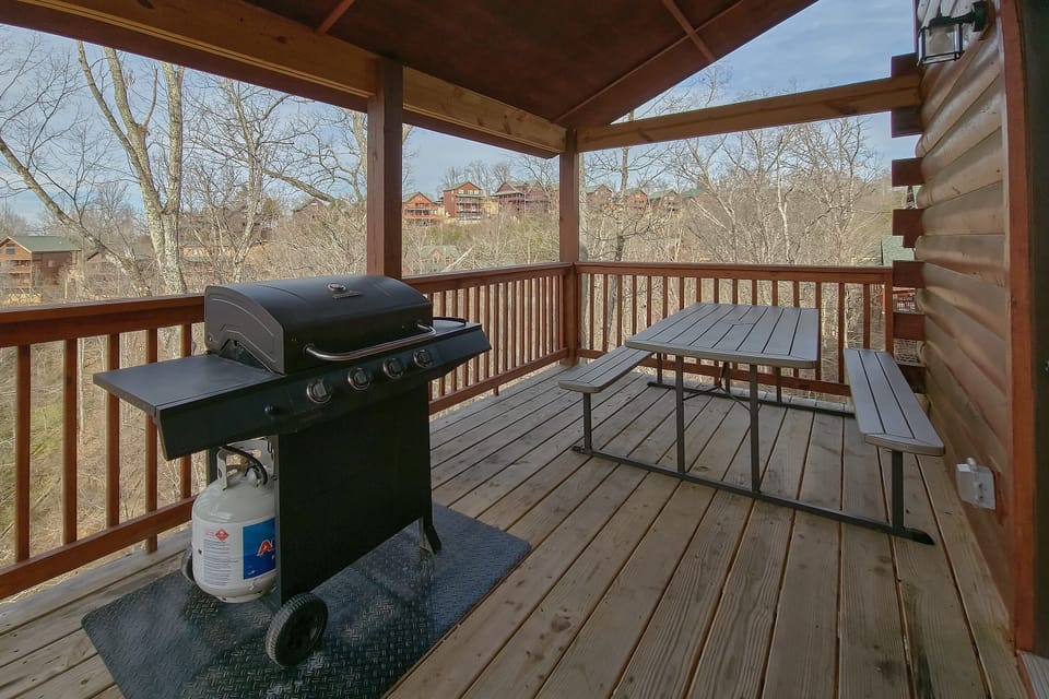 3 bedroom cabin with grill and picnic table