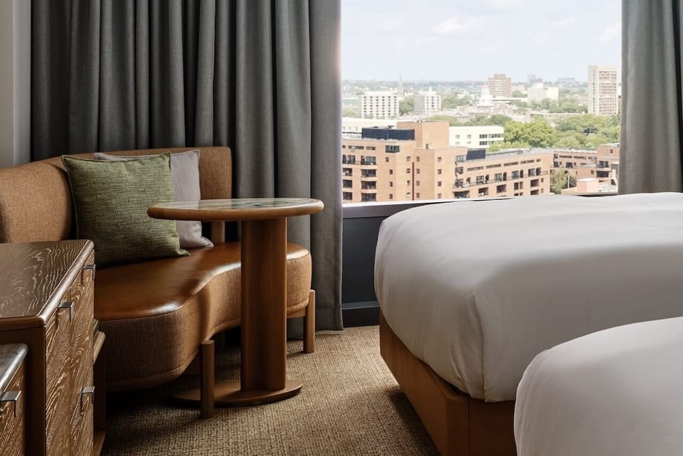 Stretch out in the cozy corner and watch the city below.