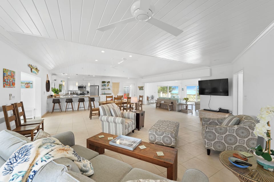 Outer Reef's super-spacious open concept great room with ocean views and two living areas.