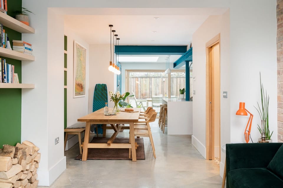 Large family friendly dining table at Beachspace Crantock holiday home