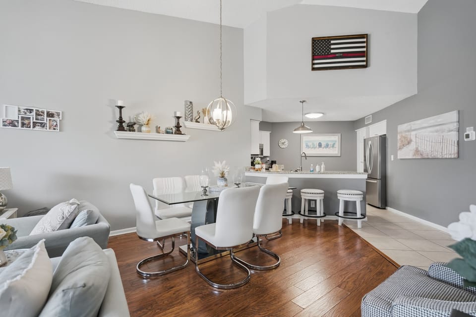Gather around the dining area for a home-cooked meal, takeout from a nearby restaurant, or a relaxed evening of good food and conversation with family and friends.
