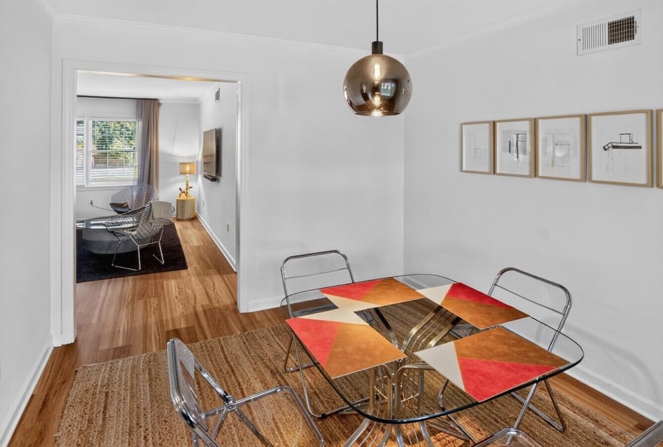 Dining Area | Glass Top Table | Pendant Lighting