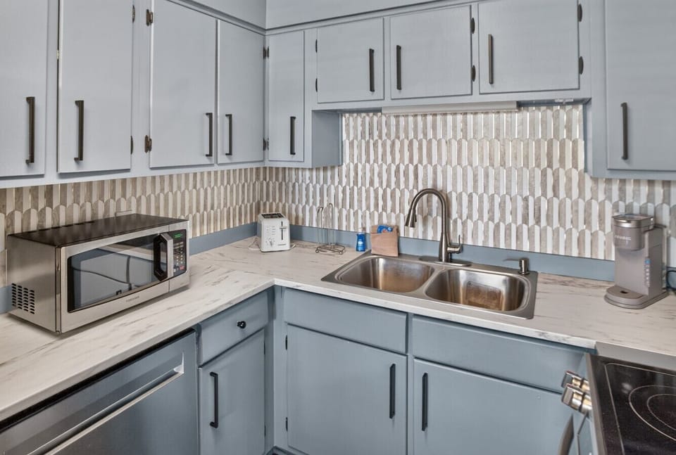 Kitchen | Electric Range & Microwave | Coffee Station
