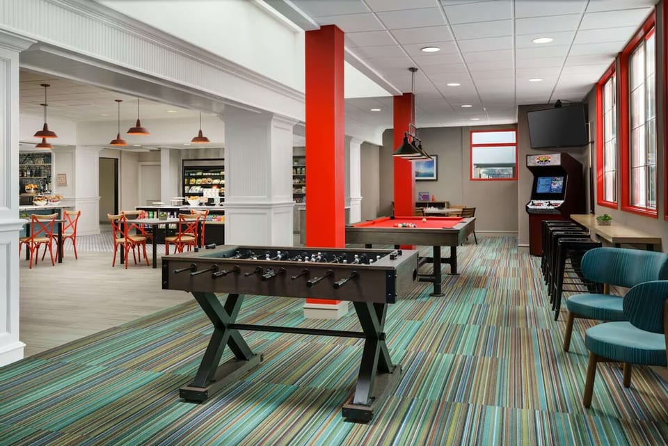 Challenge friends to foosball, arcade favorites, and pool.