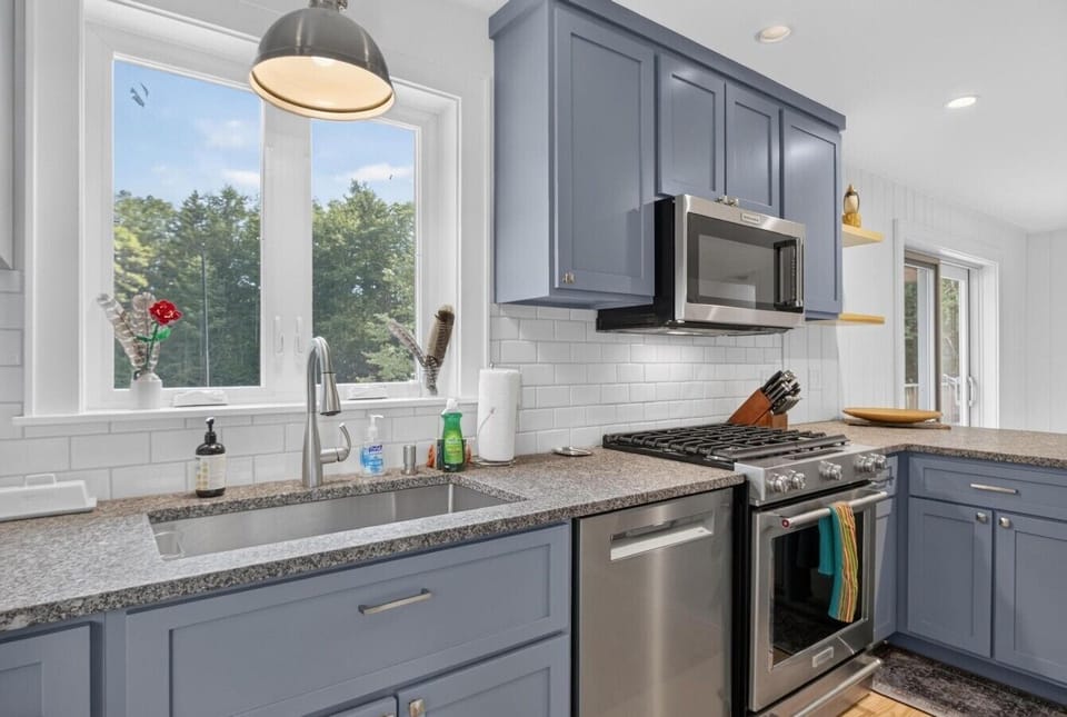 The property has a spacious and well-stocked kitchen for guests
