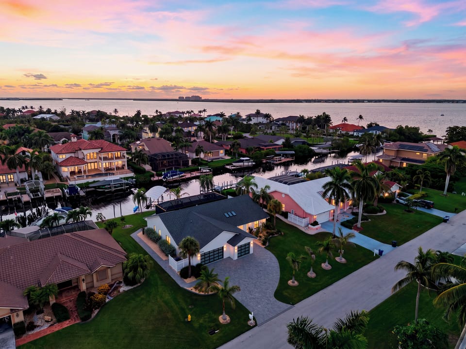 Aerial view of the coastal neighborhood.