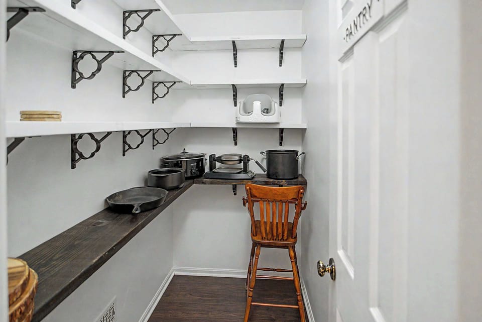 Keep snacks & cooking supplies neatly tucked away in the pantry​
