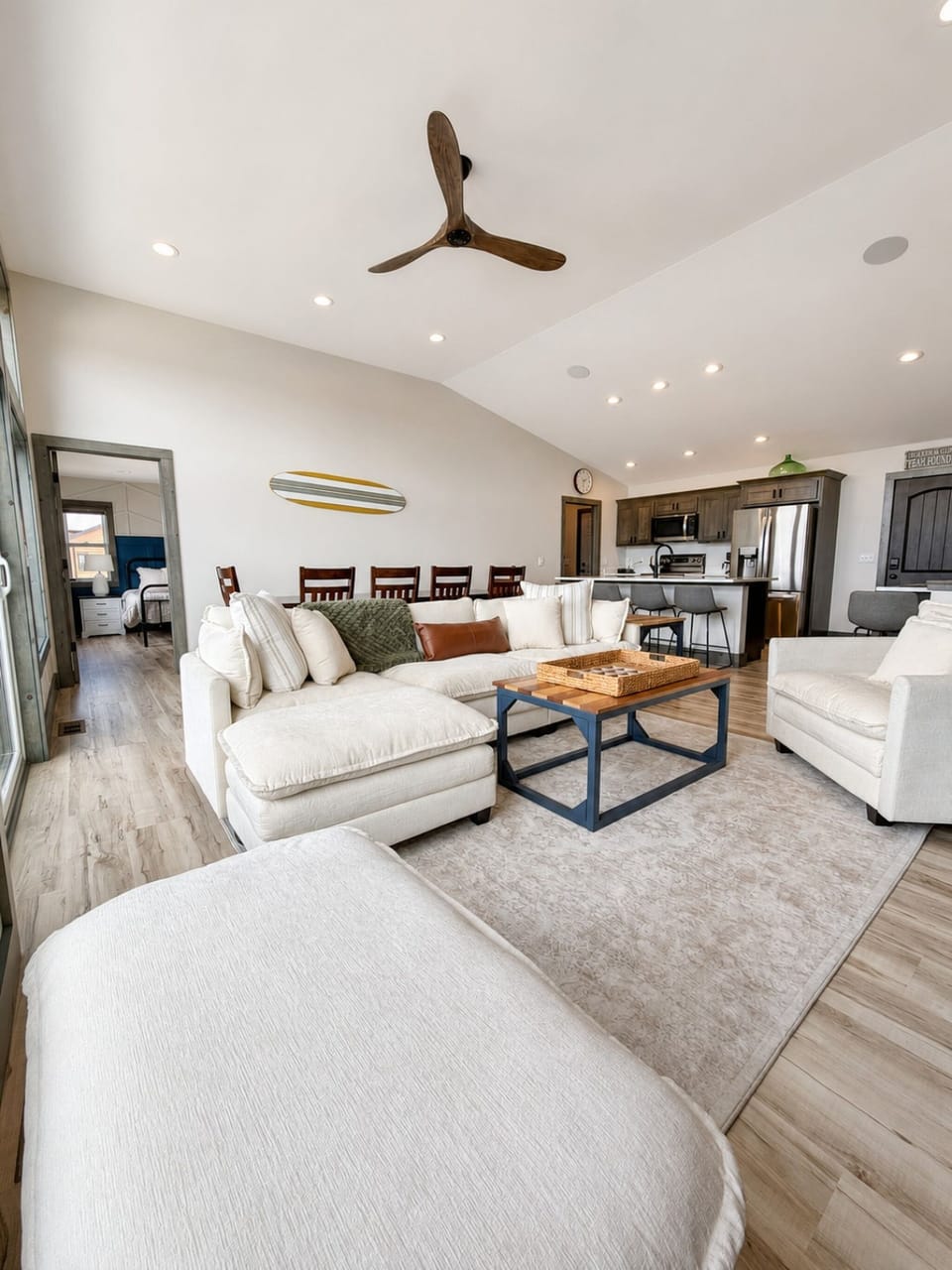 Spacious open-concept living/dining/kitchen space made for gathering together