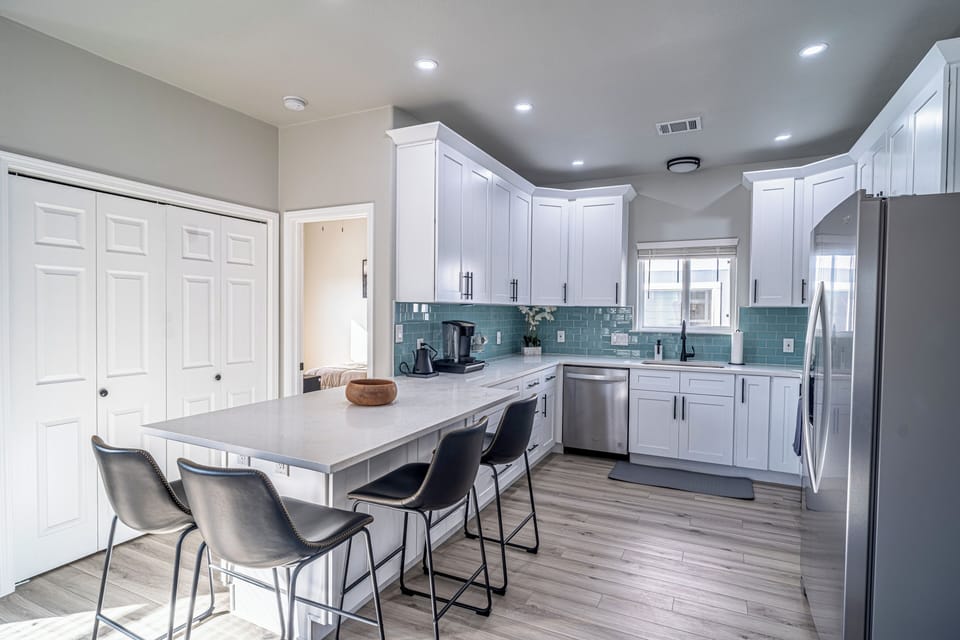 - Dining area attached to kitchen
- Keurig machine
- Gooseneck kettle