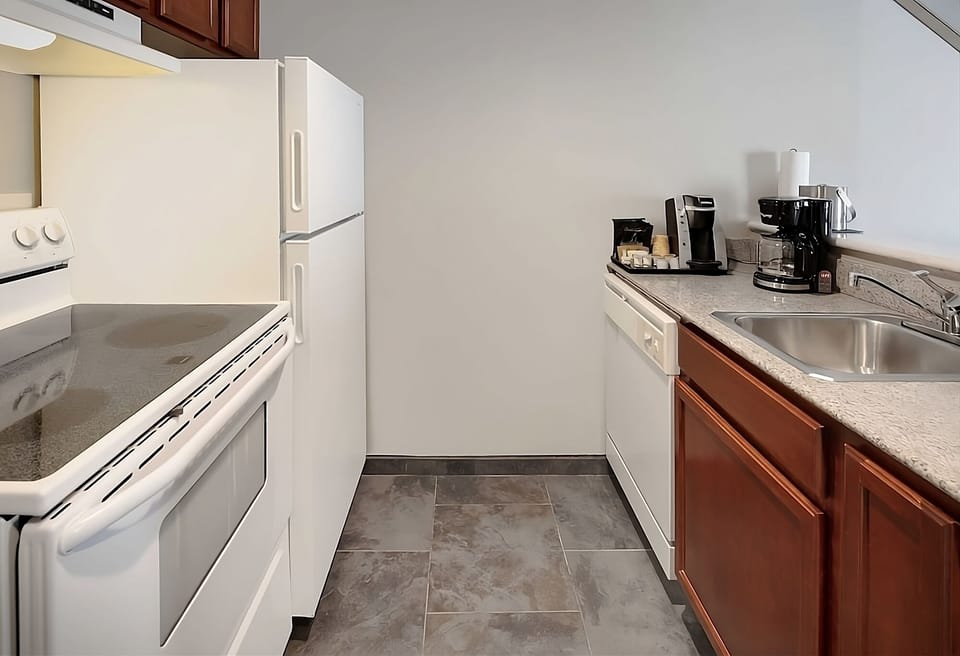 Brew morning coffee and prep easy meals in the kitchenette.