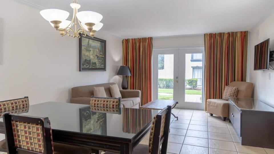 Share dinner and conversation in a bright, open-plan dining area