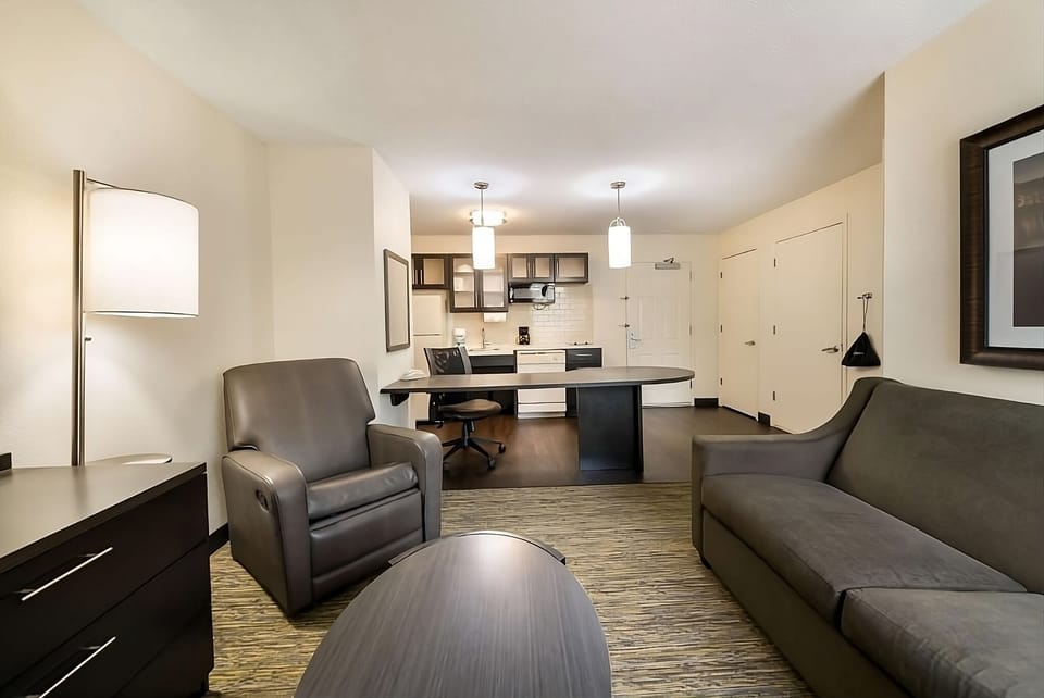 Relax on the comfy sofa with room to spread out.