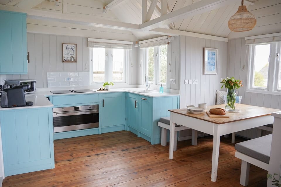 Kitchen and dining area at Driftwood in Gwithian Cornwall