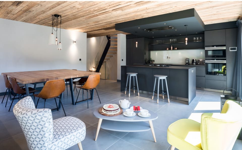 Kitchen, dining area looking towards staircase