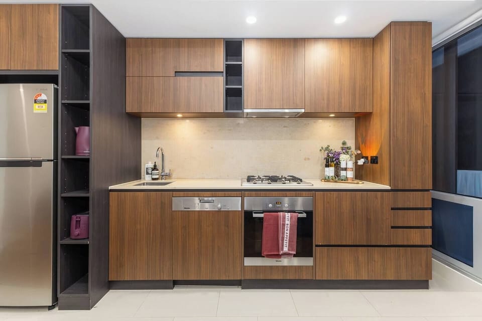 Whip up your favourite meals in the sleek kitchen, where modern appliances and cooking essentials make every dish a breeze.