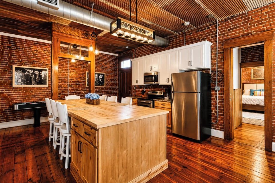 Spacious kitchen with stainless steel appliances