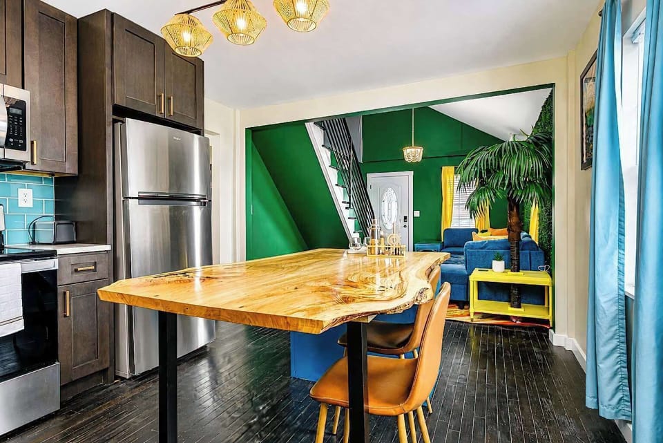  Stylish kitchen with stainless appliances and a spacious island breakfast bar