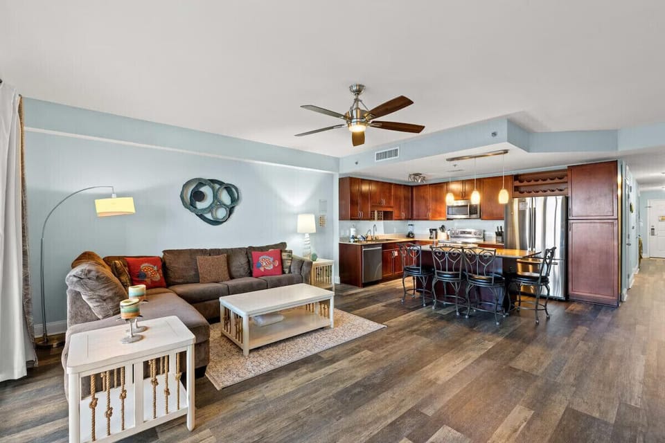 View of kitchen from living room