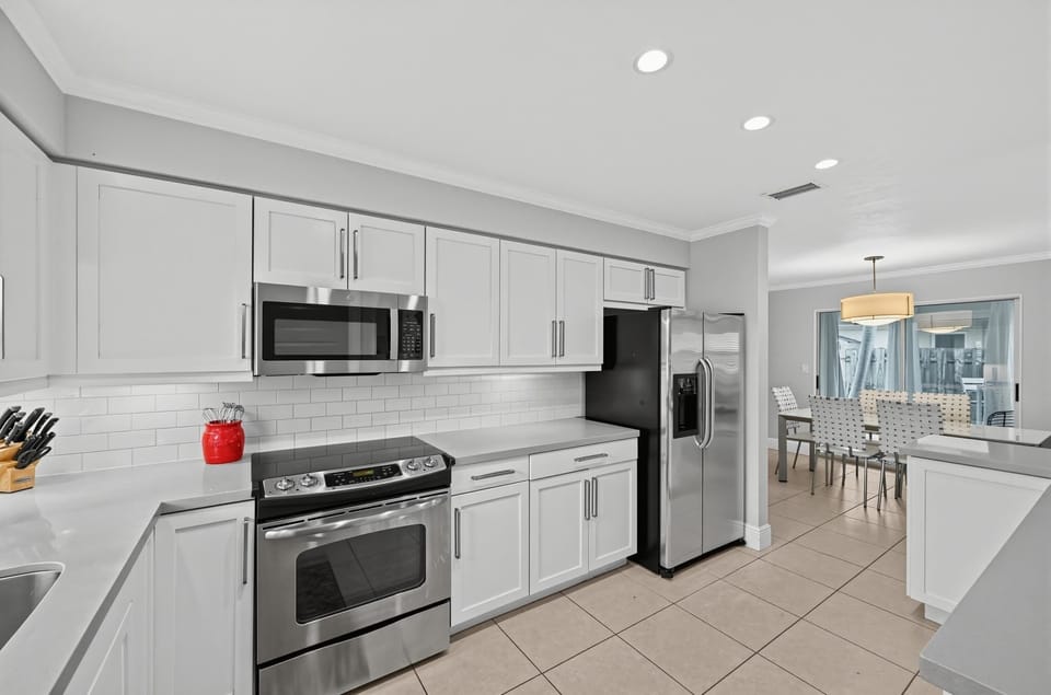 Spacious kitchen with modern appliances and plenty of storage.