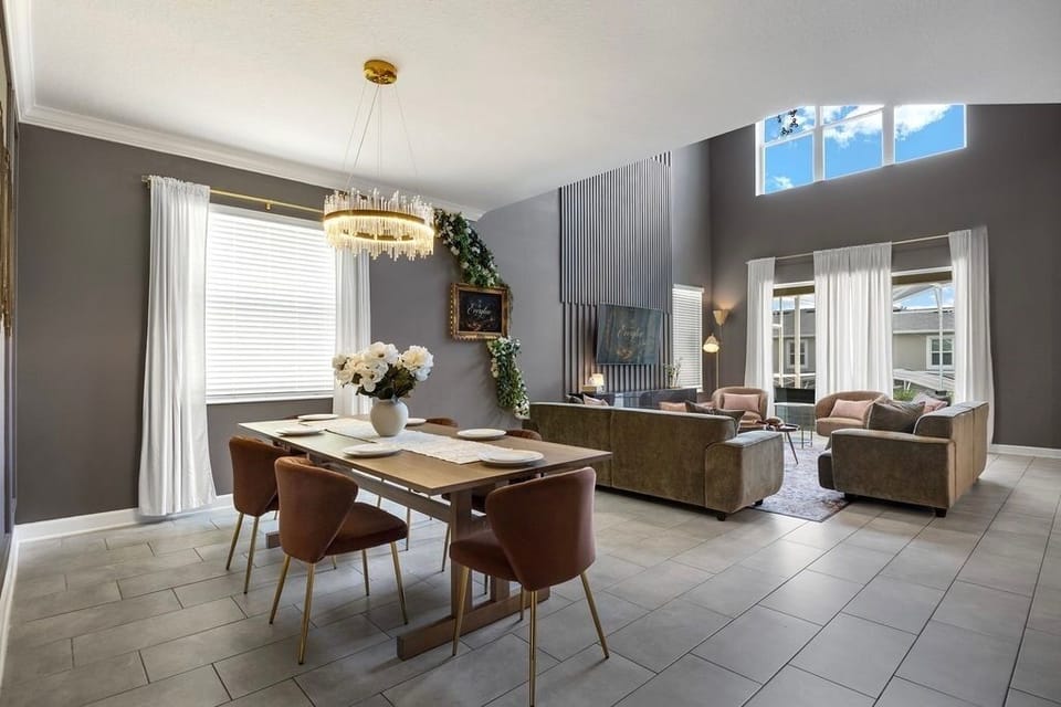 Dining room, open concept living area 