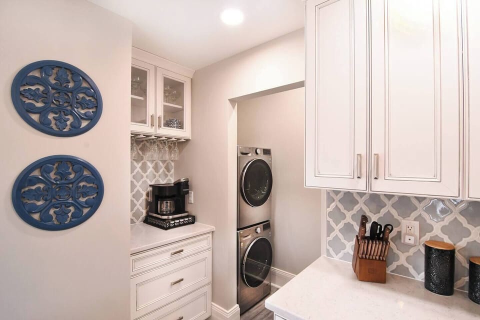 Stackable washer and dryer.