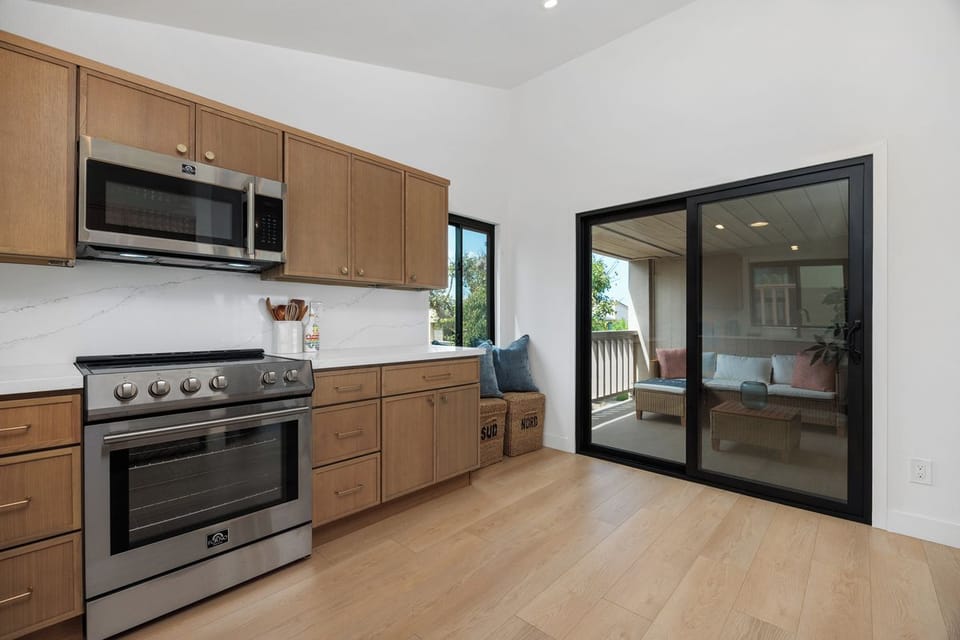 kitchen and covered balcony
