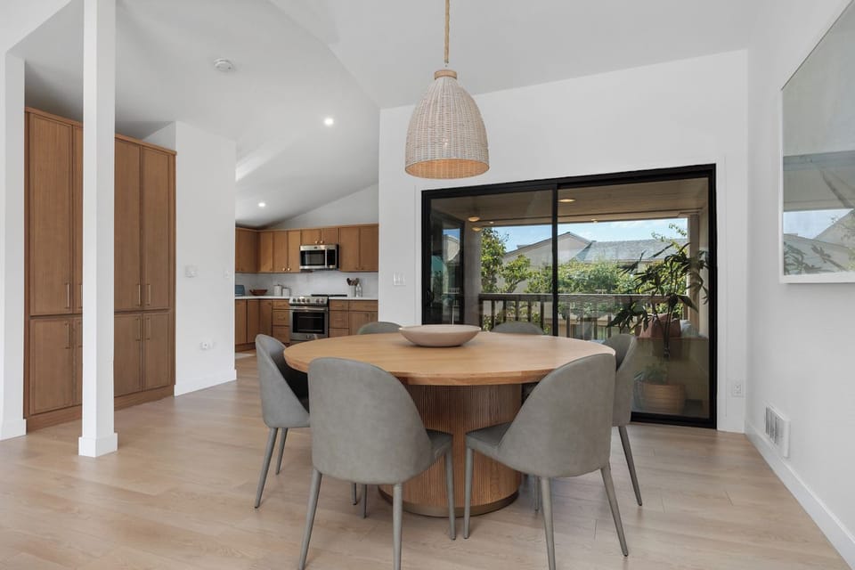 dining and kitchen areas