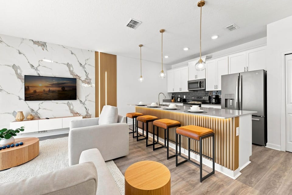 Living room and kitchen