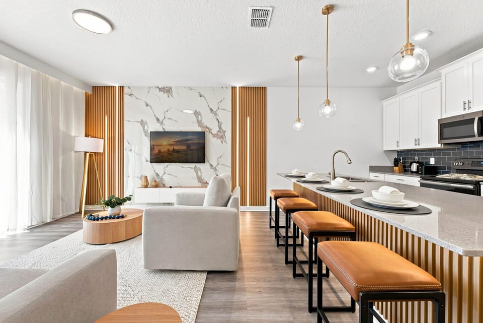Living room and kitchen