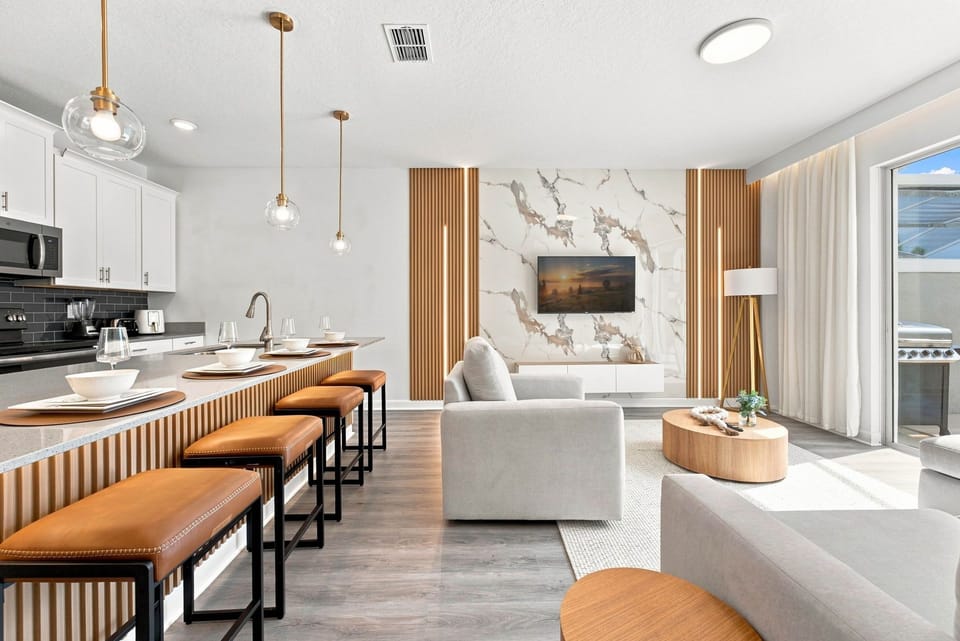 Living room and kitchen