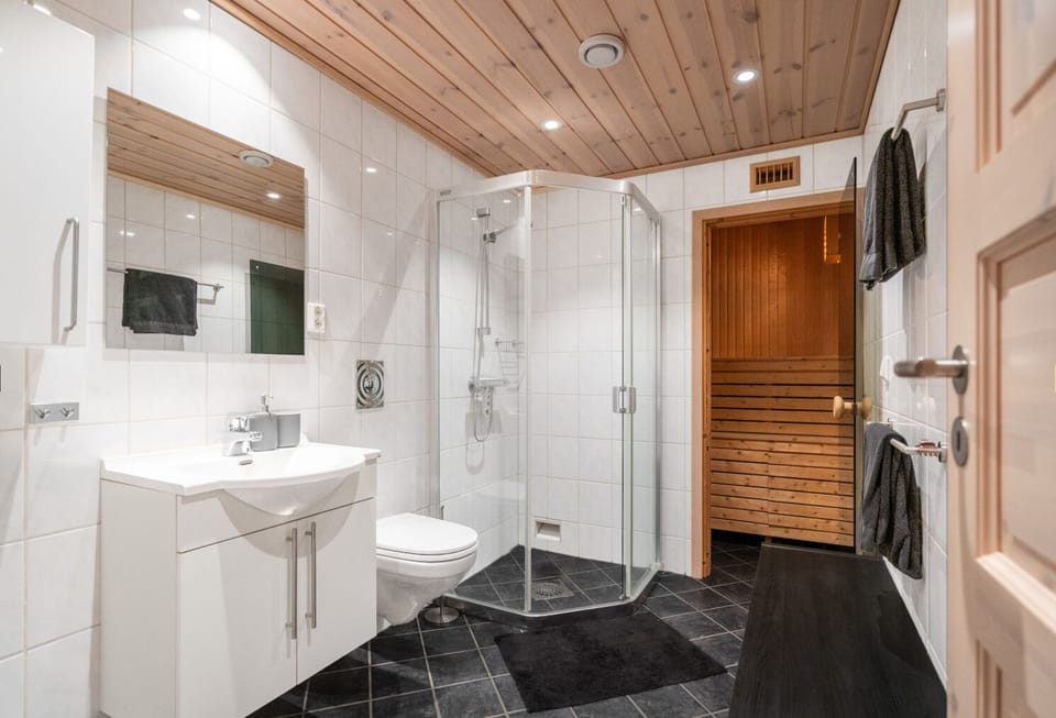 Bathroom with a sauna