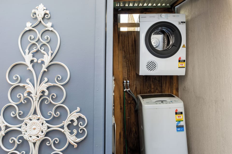 Freshen up your wardrobe with the private laundry, complete with both a washing machine and dryer for added convenience during longer stays.