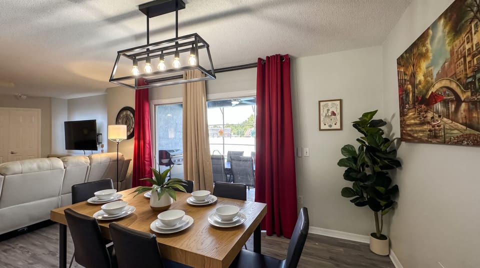 Gather around the dining area for shared meals