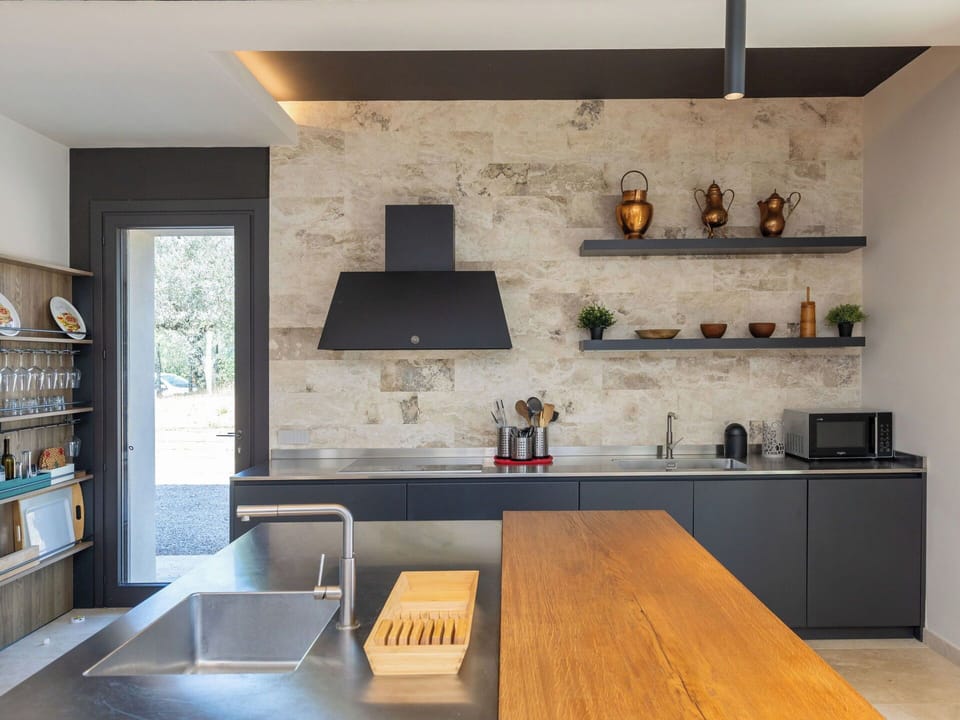 Kitchen, Countertop, Interior Design, Flooring, Furniture, Wood, Kitchen Appliance, Light Fixture, Cabinetry, Lighting