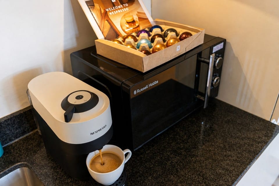 Fresh coffee machine for your morning brew.