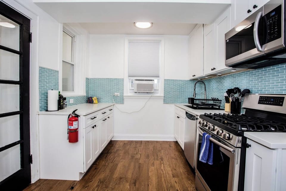 Safety first: fire extinguisher readily available in the kitchen