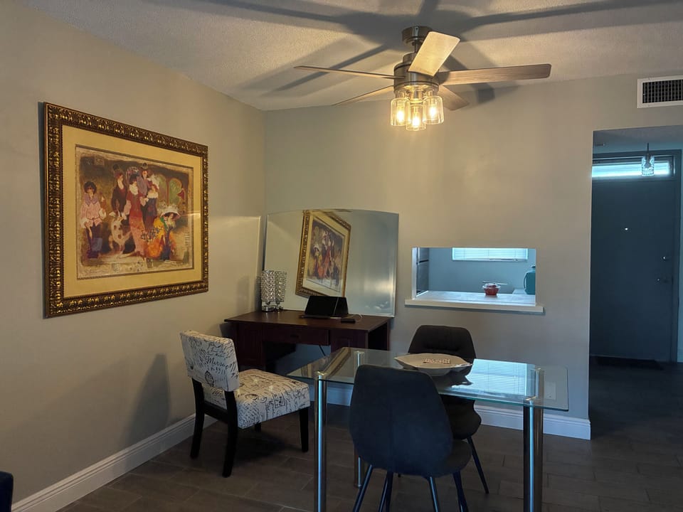 Desk area , can be used as buffet table