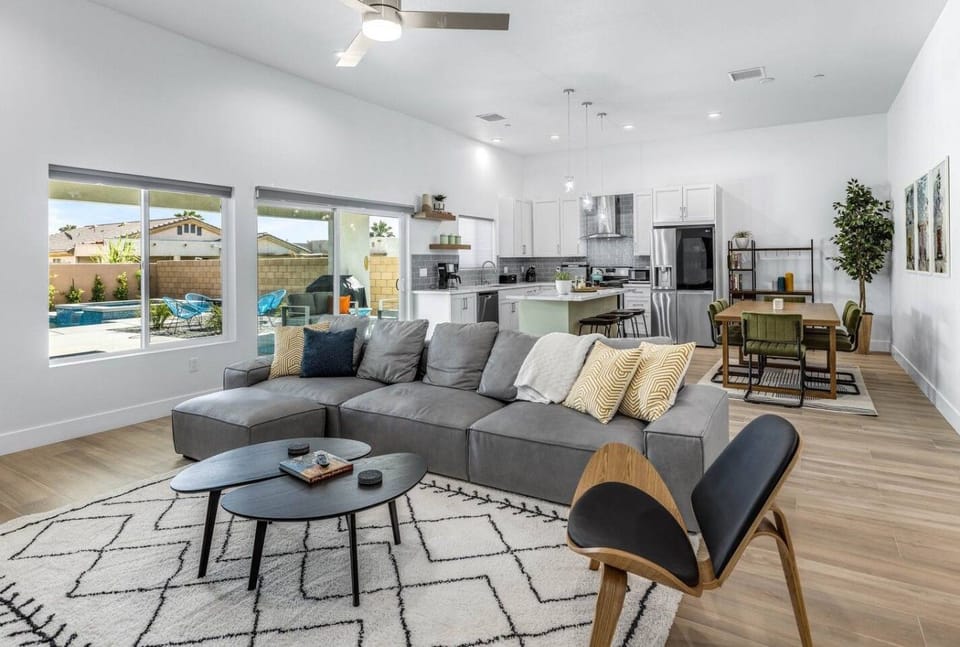 Open concept - spacious living room, kitchen and dining area