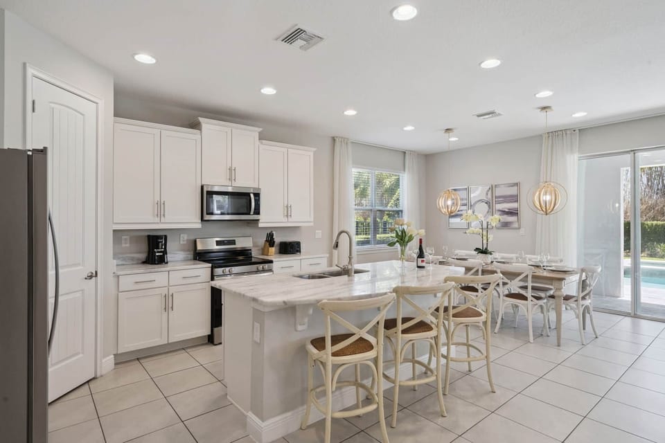 Kitchen with all stainless steel appliances